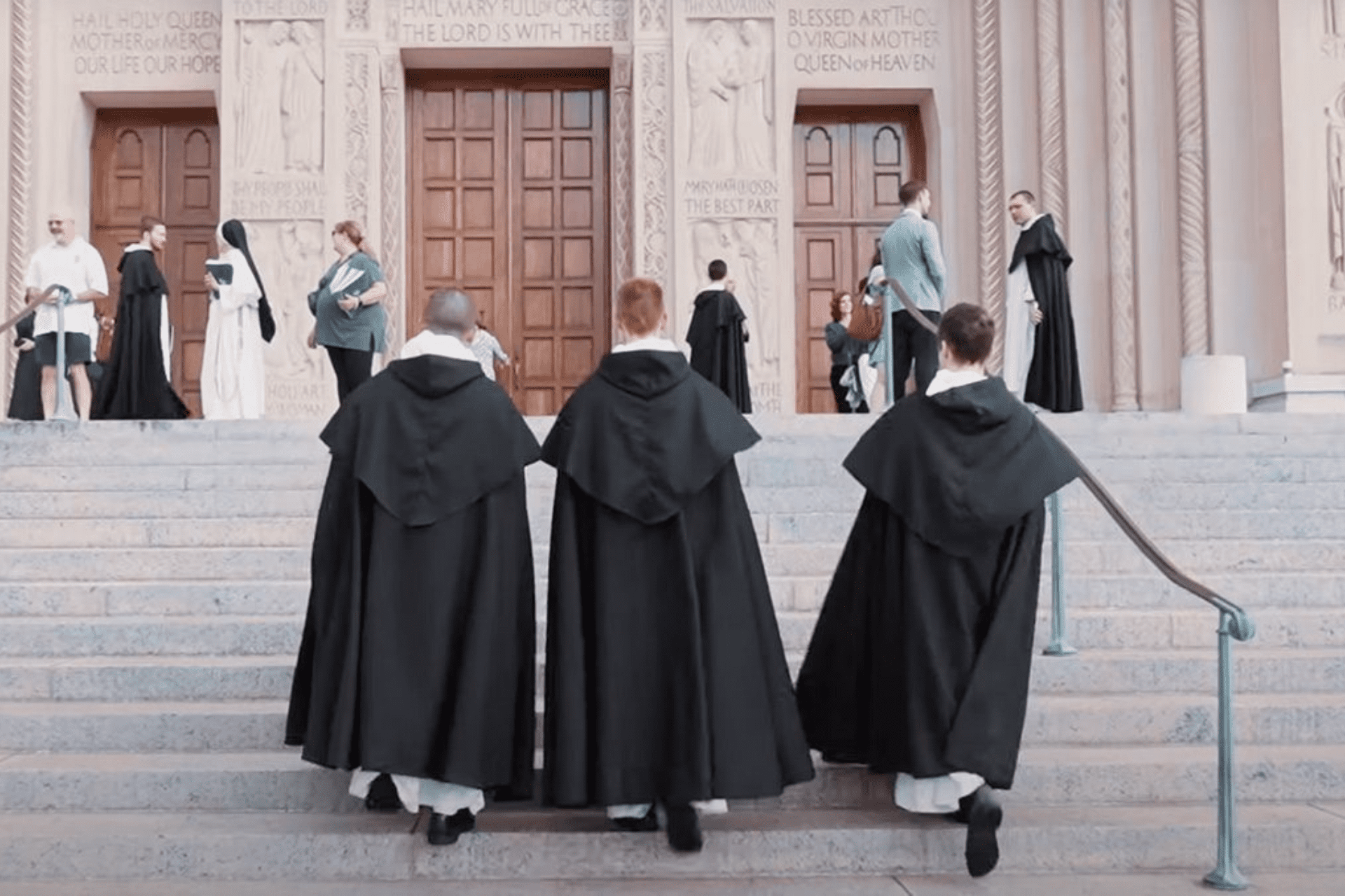 Dominican Friars Walking up Steps