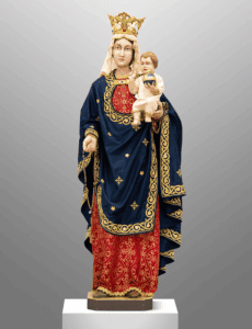 Queen of the Most Holy Rosary statue - front, close